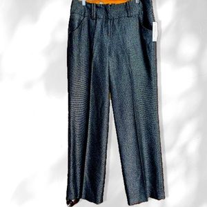 NWT Size 14 Larry Levine Twill Crop pants Black/White Twill
